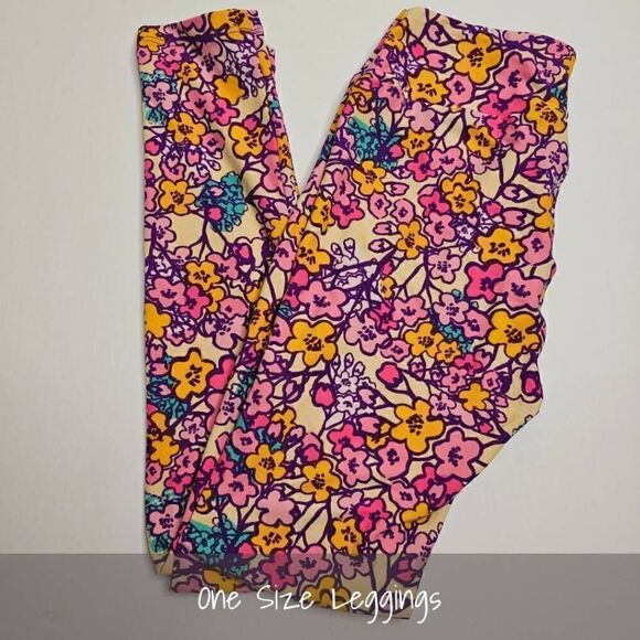 LuLaRoe OS Leggings One Size Floral NEW - Picture 1 of 1